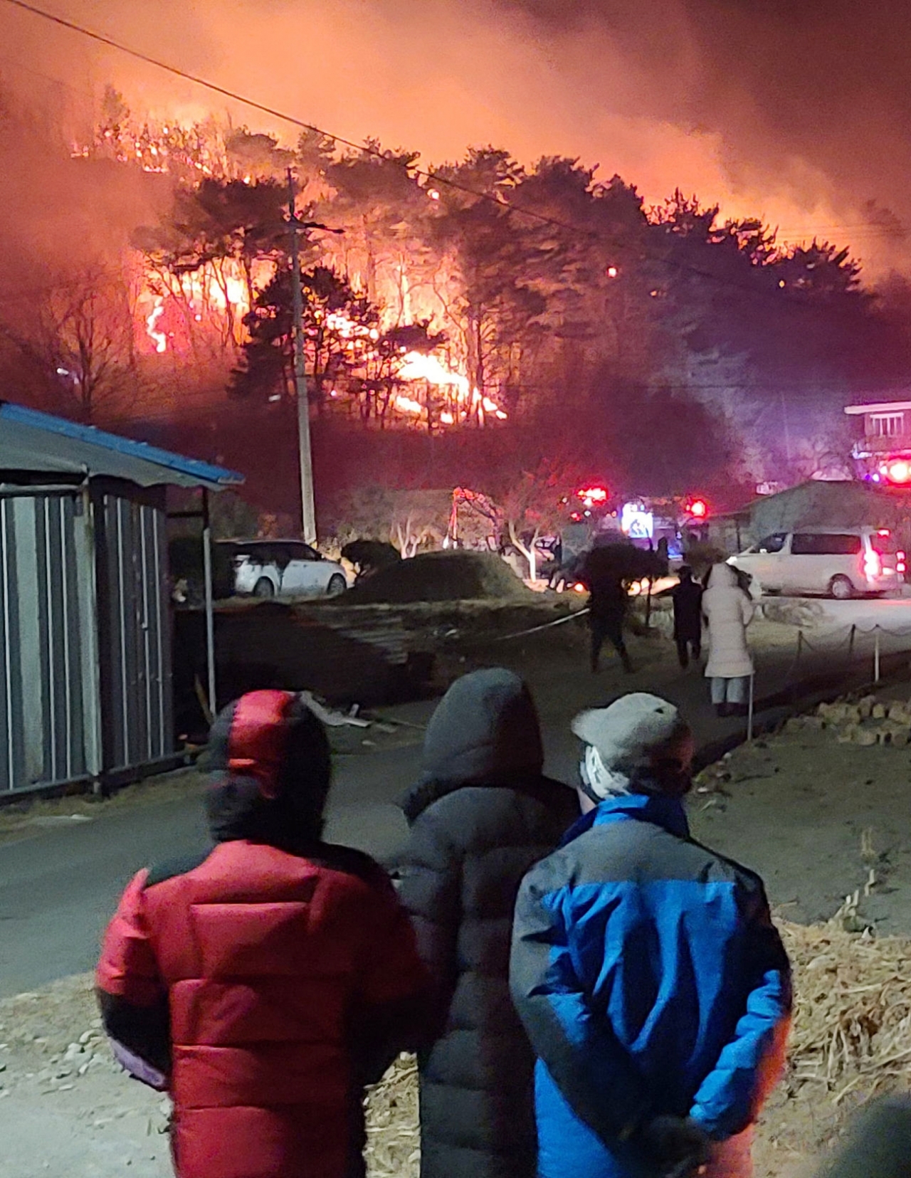 강원도 양양군 양양읍 사천리 마을 인근 야산에서 18일 밤 산불이 발생했다./사진=sbs 뉴스