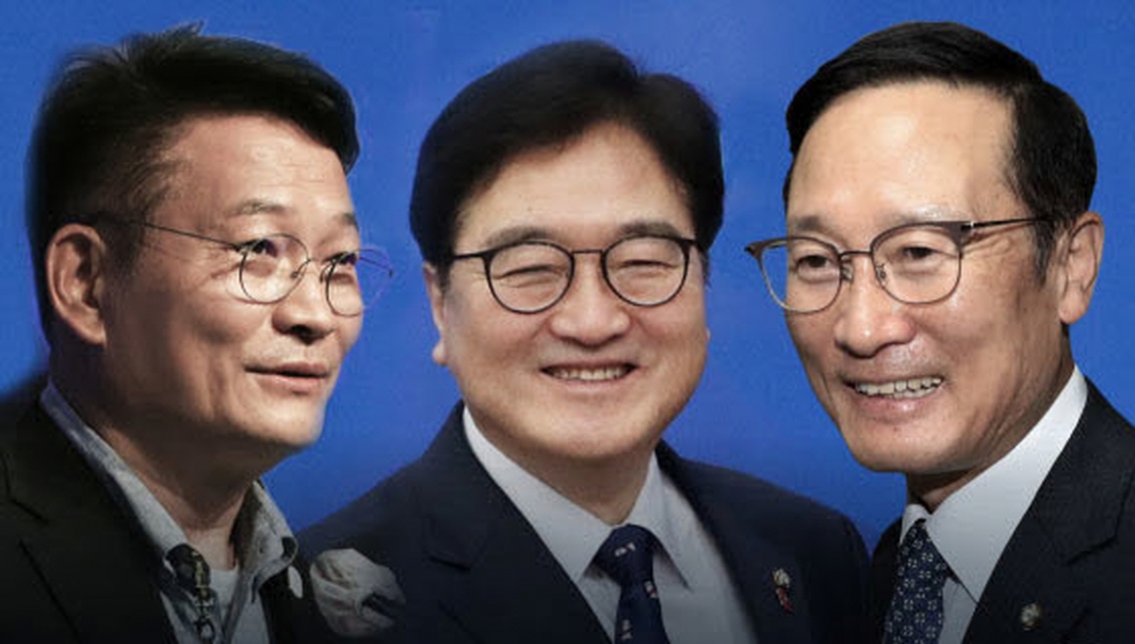 송영길-우원식-홍영표 의원이 더불어민주당 당 대표 출마를 공식화했다. [사진=뉴스1]